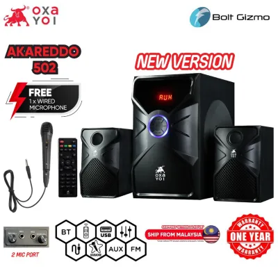 OXAYOI Akareddo 502 BTUR 2.1 Bluetooth Karaoke Speaker SD card USB Remote control AUX In Radio Stereo Audio Sound Music