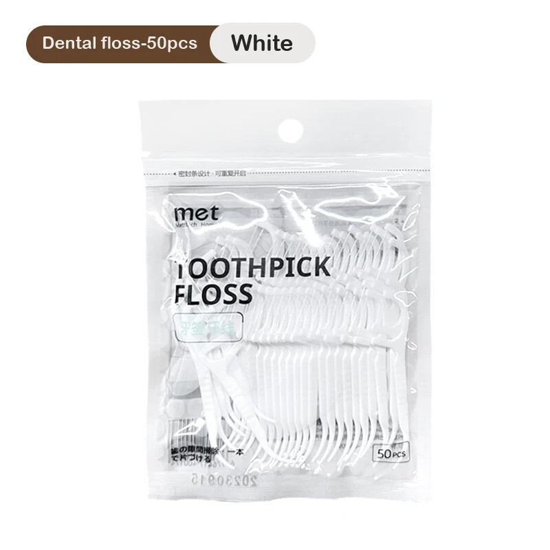 Kebidumei Portable Floss Dispenser Includes 10Pcs Floss Automatic Ejectable Floss Organiser Oral Care Press-on Disposable Flossing Sticks