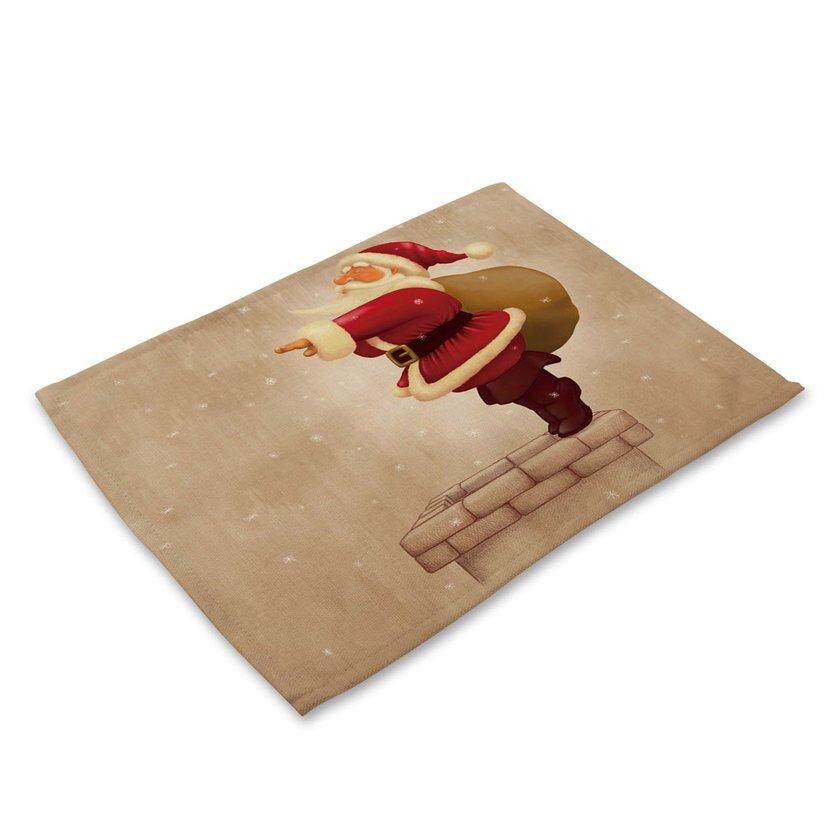 OH Bàn Thảm Santa in bông Tây Thảm Placemat Bàn Trang Trí Miếng Lót