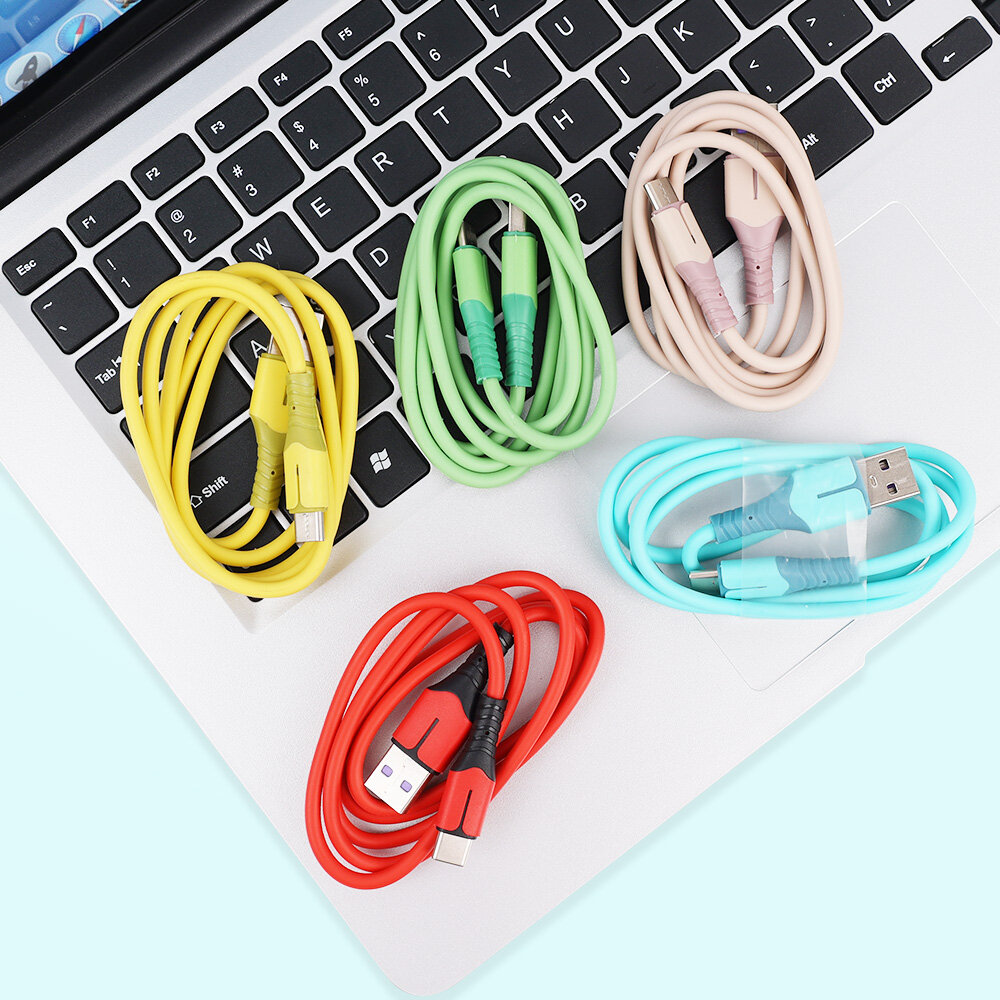 5A Loại C màu kẹo Silicone lỏng siêu nhanh cáp sạc với chỉ số sạc nhanh cáp dữ liệu điện thoại di động