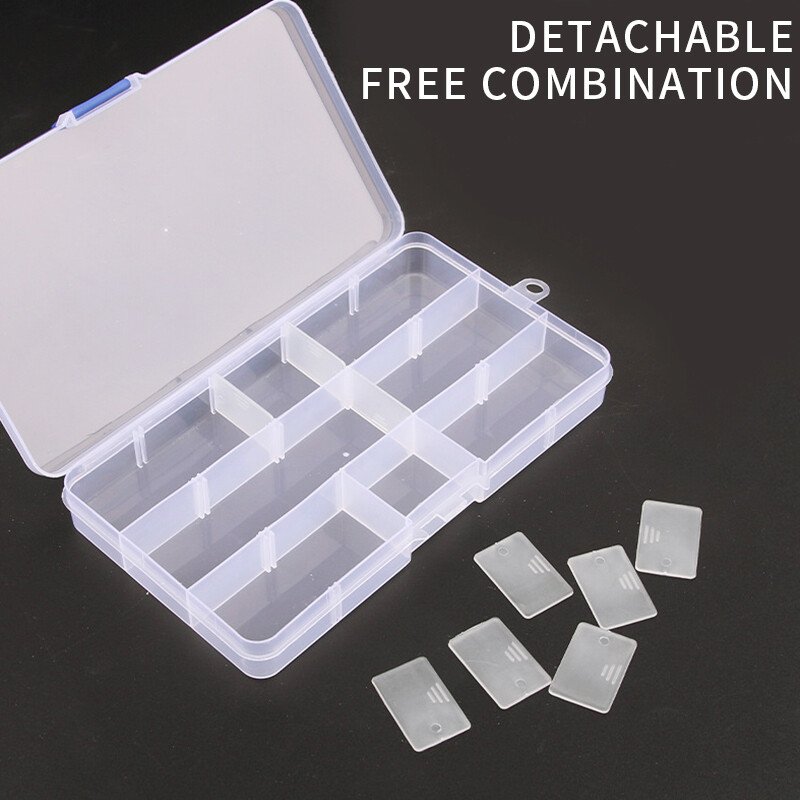 Plastic Detachable Adjustable Components Compartment Storage Organizer Parts Boxes Cases For Screws,Hardware And Crafts, Clear White