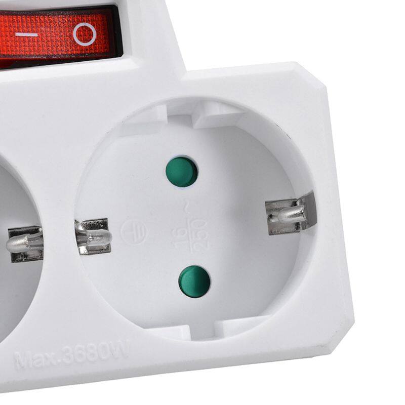 EU Standard Multiple Plug 250V 16A Double Socket Conversion Socket with Outlet Switch Plug Power Adapter Socket