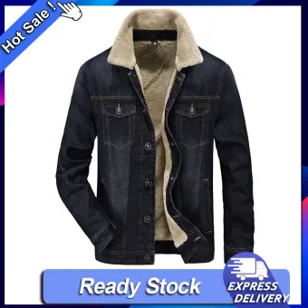 denim fur collar jacket