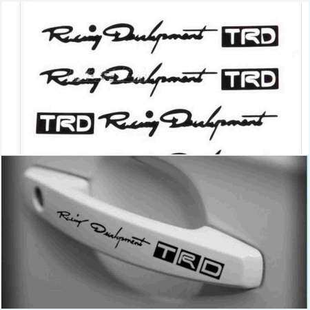 ออโต้พัดลม 4Pcs Universal แผ่นสะท้อนแสง TRD มือจับเปิดประตูรถสติกเกอร์ตกแต่ง