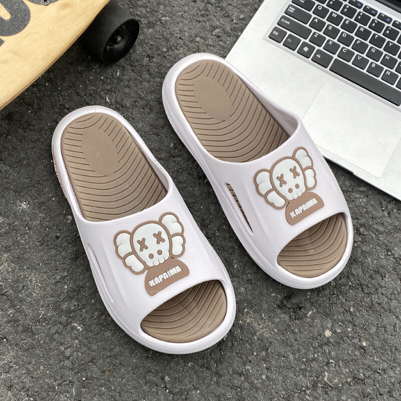 JINGZHI New cute platform cartoon sandals for couples, indoor bathroom slippers to wear for women