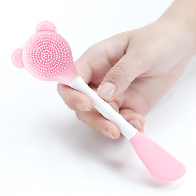 【BeautyMalls】 Cọ Đắp Mặt Nạ Hai Đầu Bằng Silicon Hình Gấu Cọ Rửa Mặt Đa Năng Dụng Cụ Làm Mặt Nạ Dạng Bôi Tự Làm