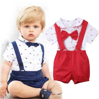 baby boy red pants with suspenders