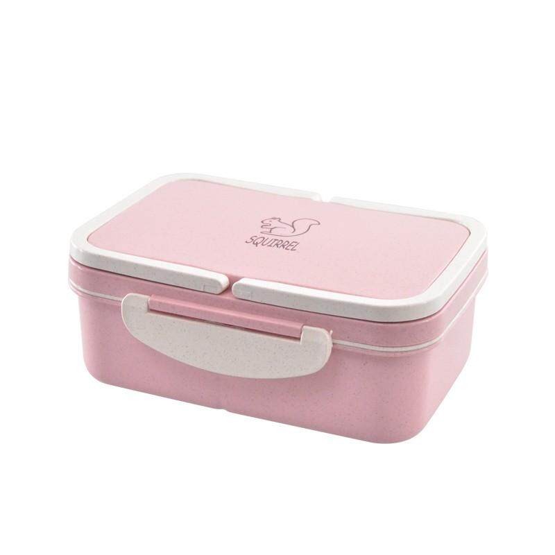 Students Portable Lunch Box Food Storage Box Spillproof Wheat Straw Bento Box