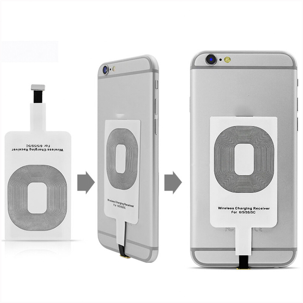 GKFFU Mat Miếng Dán Cảm Ứng Cho iPhone 5 5S SE 6 6S 6Plus 7 Plus, Bộ Thu Sạc Không Dây Android Type-c Qi Phí Cuộn Dây Sạc