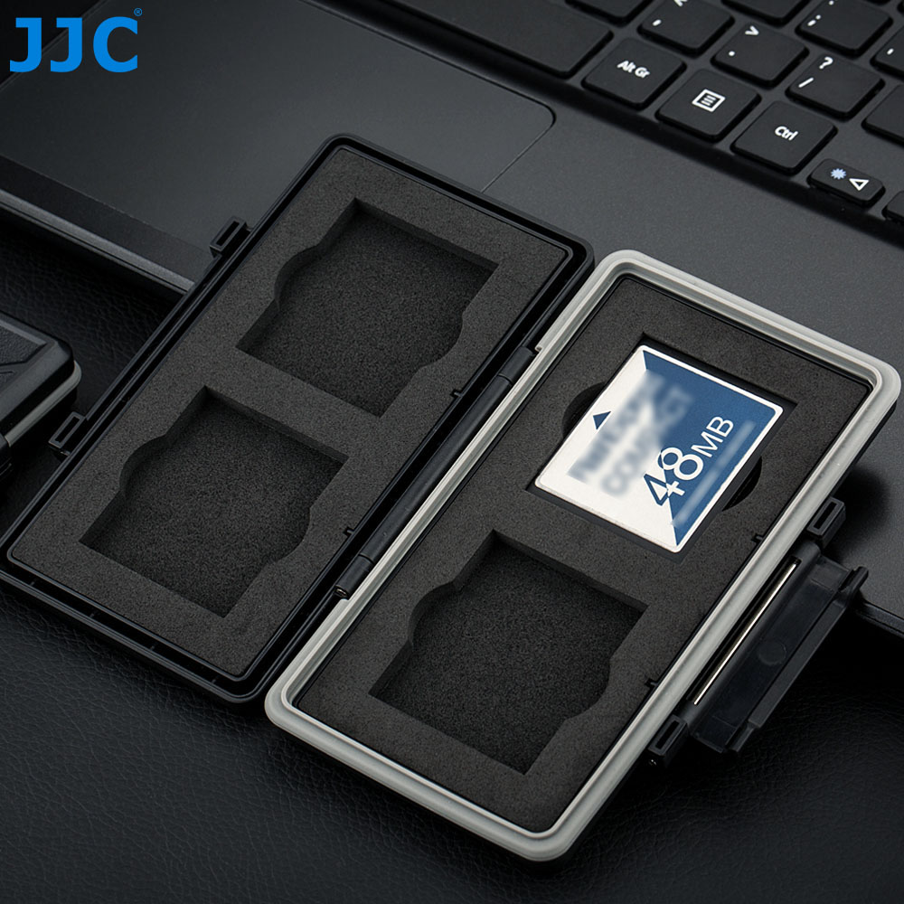 Hộp đựng thẻ JJC 4 khe CF không thấm nước Bộ lưu trữ thẻ nhớ flash nhỏ gọn Cfast, hộp đựng thẻ nhớ Chất liệu ABS với đệm mút Eva và có vòng đệm silicon