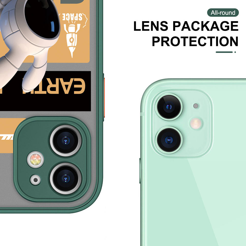 Hontinga Casing Case For Xiaomi Redmi Note 7 Note7 Pro Case Cartoon Astronaut Side Edge Pattern Design Clear Transparent Phone Case Full Cover Lens Camera Protector Casing Hard Case For Boys For Girls