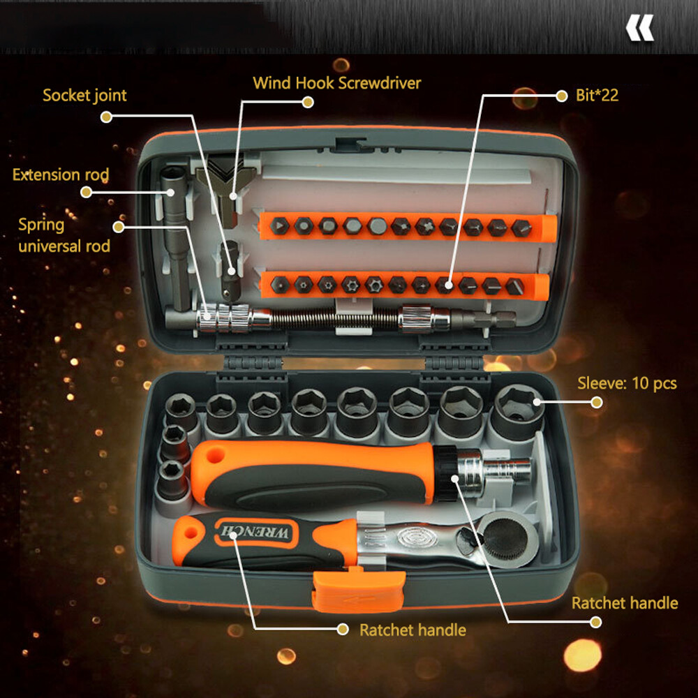 38 in 1 Household Labor Saving Ratchet Screwdriver Bit Set Multipurpose Tool Kit Hardware Tools Combination Wrenches Toolbox Hand Tool Sets