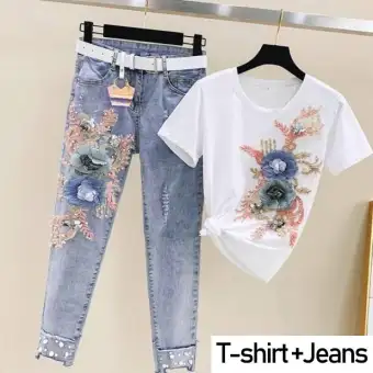 floral print denim