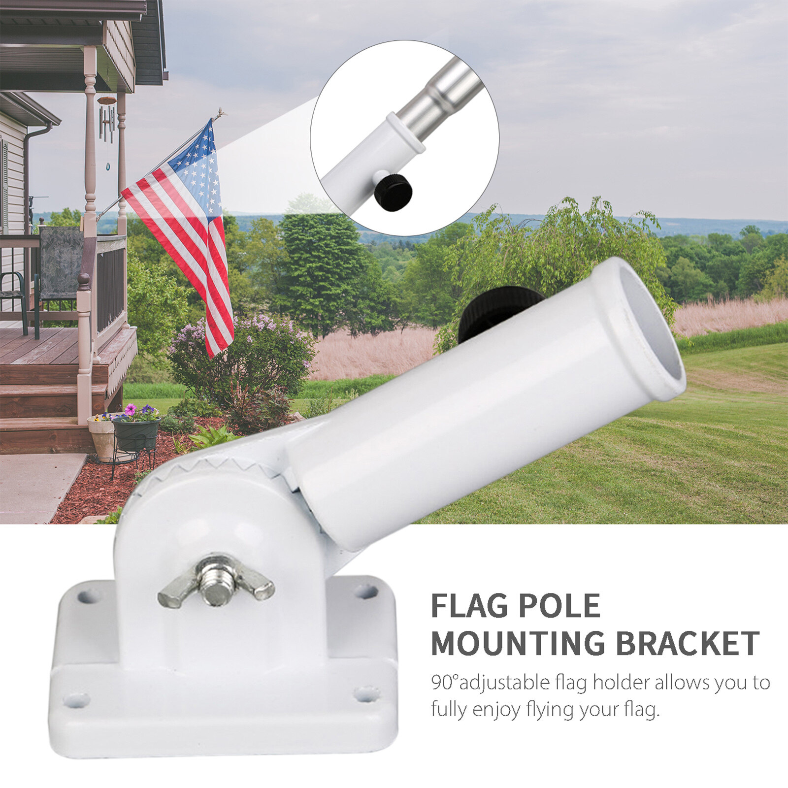 Blesiya Heavy Duty Flag Pole Mounts Base National Flagpole Adjustable Display Holder