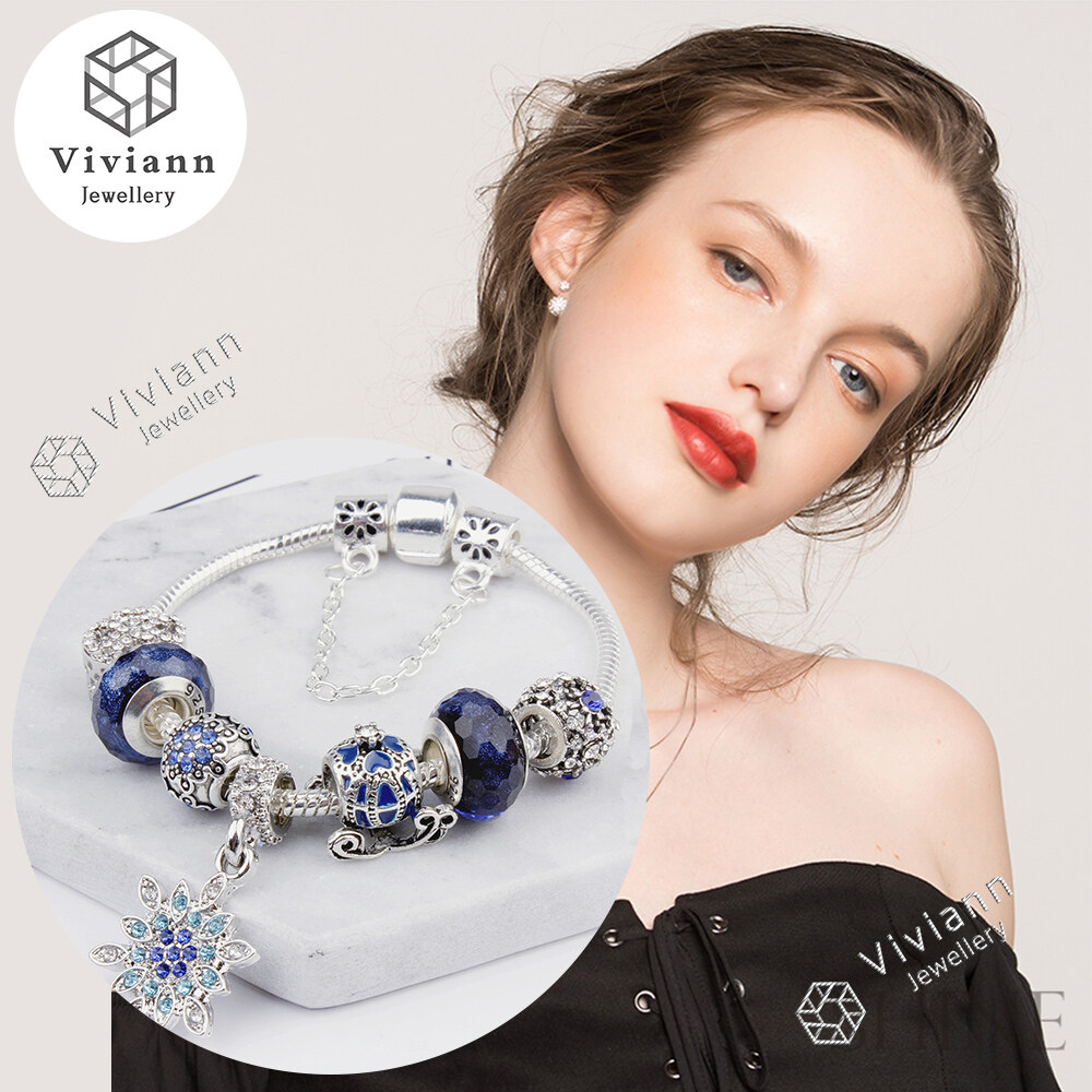 Viviann European Style Vintage Silver Color Crystal Beads Charm Bracelets Fit Original Beads Fits Fine Bracelets for Women Jewelry Charm Bracelet & Bangles Jewelry