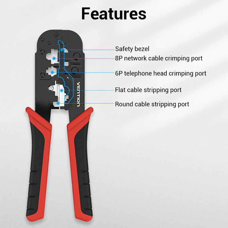 Vention Crimping tool Crimper 3 in 1 Stripping Cutting Crimping Multi-Function Crimping for RJ45 RJ11 RJ12 4P 6P 8P rj45 Crimper