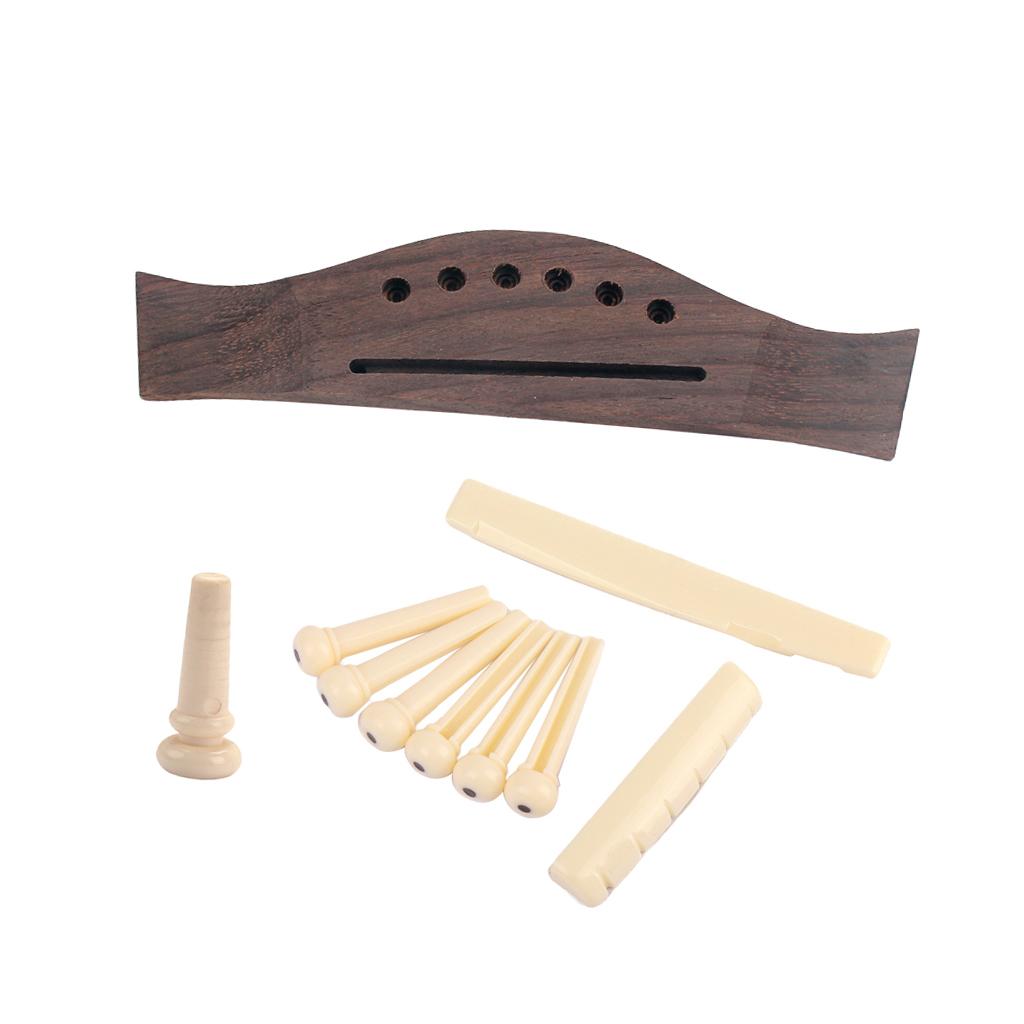 Cây Cầu Gỗ Hồng Mộc Đàn Guitar Dân Gian Baoblade + Chân Cầu Xương Bộ Đai Ốc Yên Ngựa