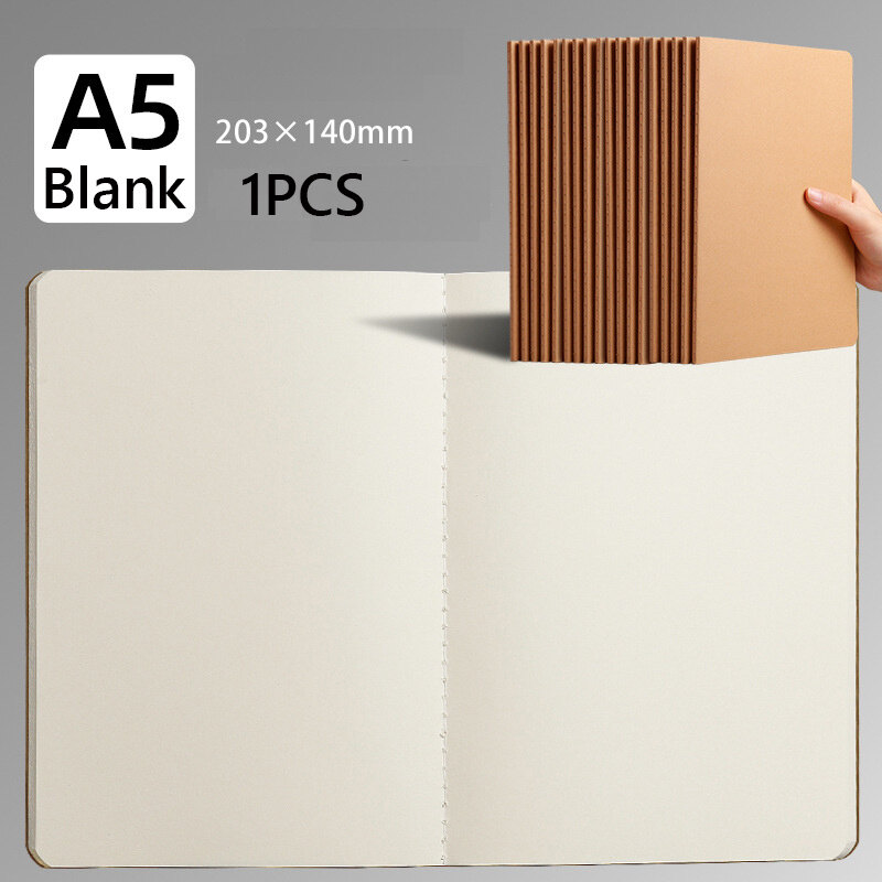 Notepad Painting Notebook School Book Line Grid Blank Supplies Diary Sketchbook A4/A5/B5