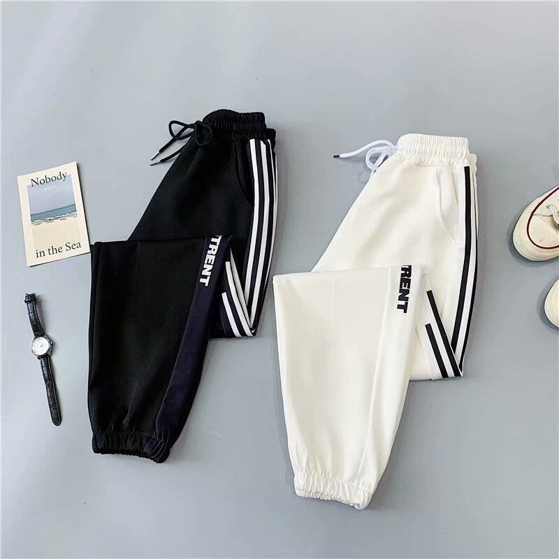 IELGY plus size casual pants black sports nine points