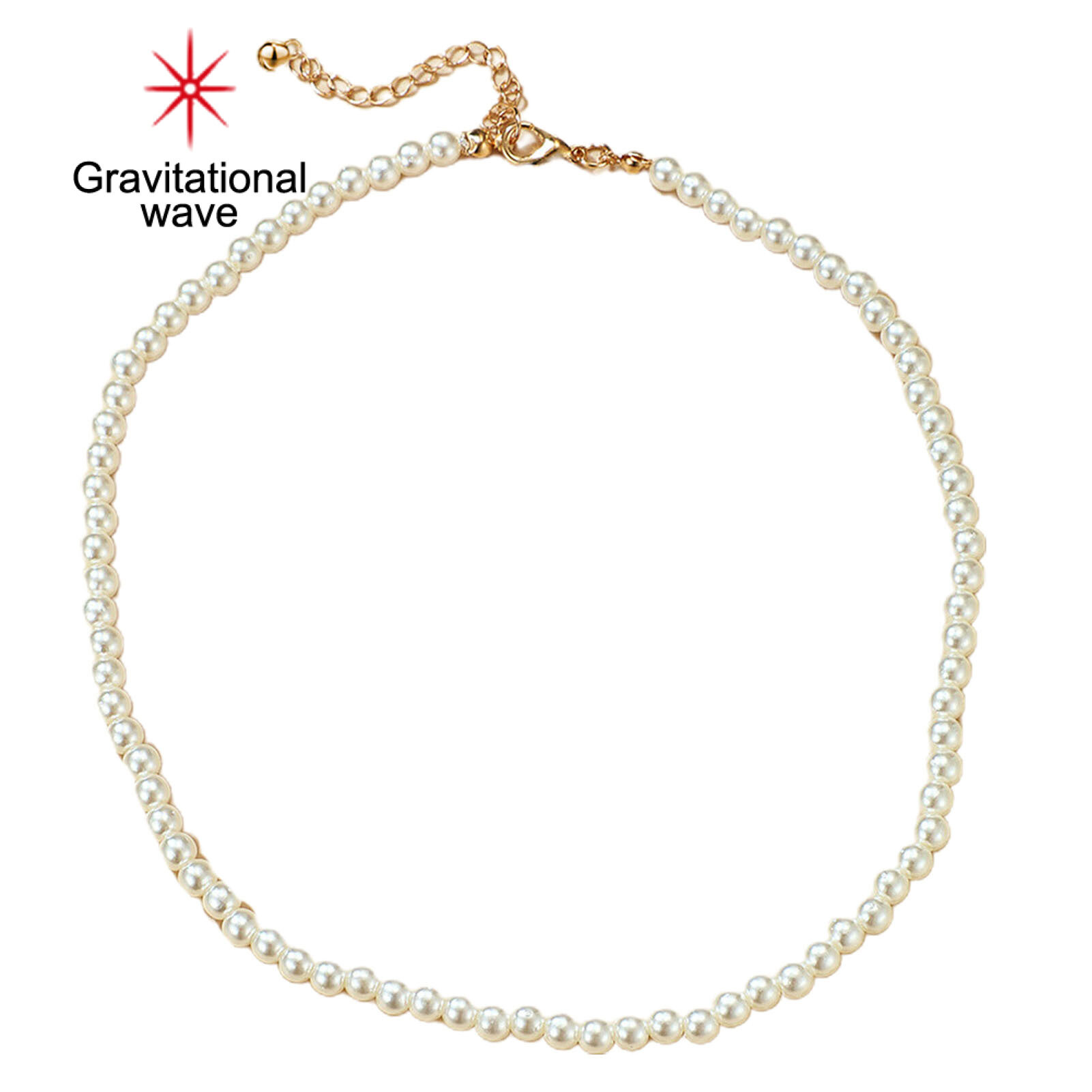 Gravity Wave Vòng Cổ Choker Ngắn Tròn Hợp Kim Màu Trắng Ngọc Trai Giả Cho Nữ, Cho Bữa Tiệc