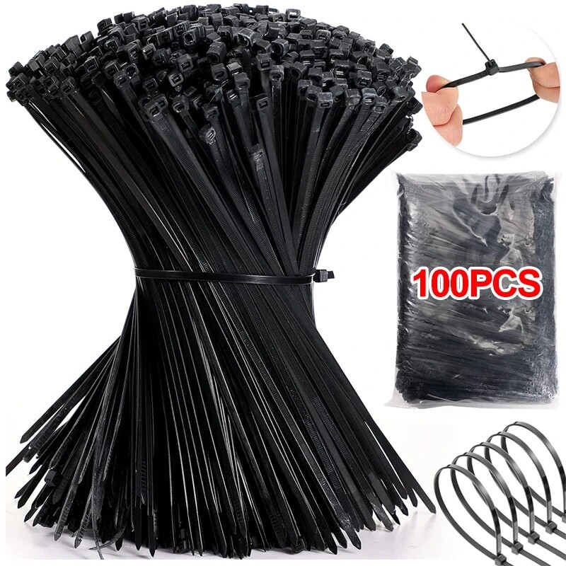 100pcs tự khóa Dây buộc cáp bằng ni lông dây đai dây có thể điều chỉnh quan hệ buộc vòng lặp văn phòng nhà cửa hội thảo bền dây nhựa quan hệ
