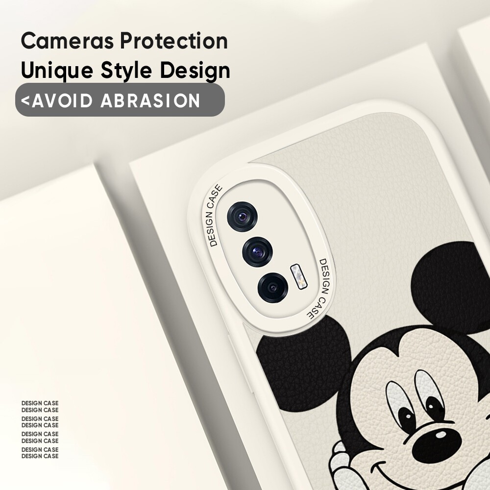 Jizetin Leather Casing For Xiaomi Redmi Note 7 Note 7 Pro Note 8 Note 8 Pro Handphone Casing Slim Skin Feeling Cartoon Micky Mouse Leather Back Casing Soft Silicone PU Leather Cover Phone Case