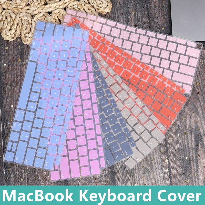 US English Silicone Keyboard Cover For MacBook Air 13 13.6 15 Pro 13 14 15 16 inch M3/M2/M1 A3113 A2941 A2681 A2337 A2338 A2442 A2485 A1466 A1369 A1502 A1425 A1398 A1286 A1278