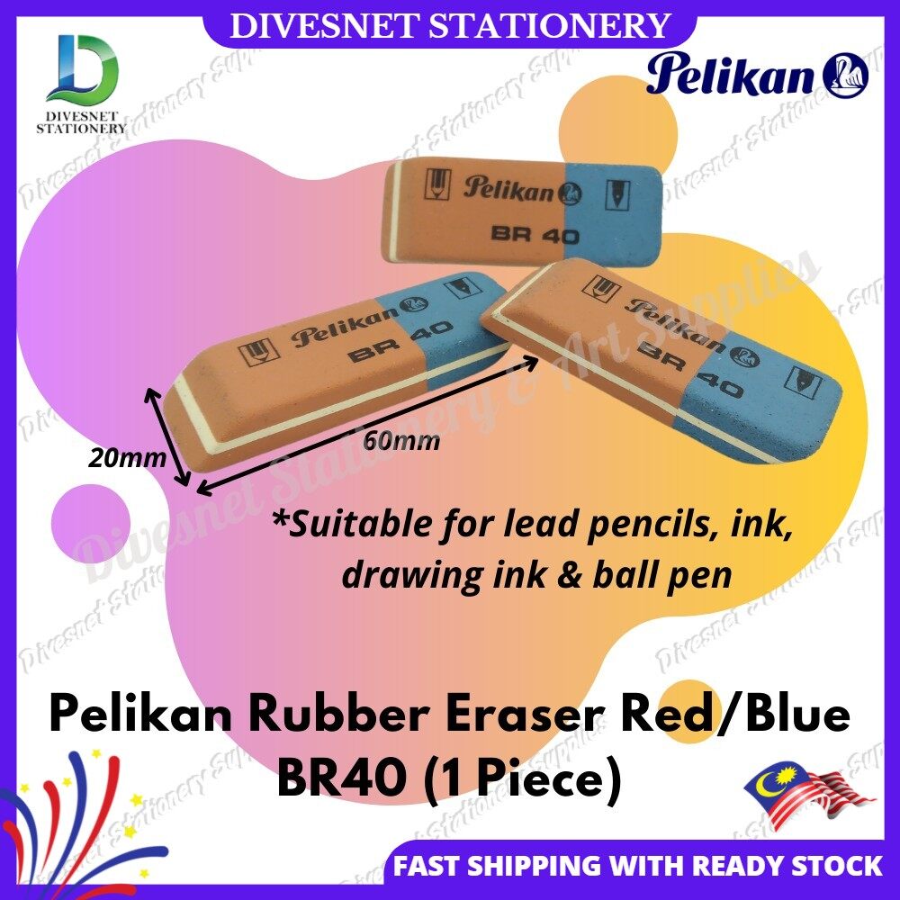 Pelikan Rubber Eraser Red/Blue BR40 Pemadam Pen dan Pemadam Pensil