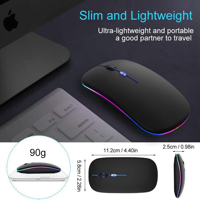 Wireless Mouse Bluetooth 5.1 Rechargeable LED Silent Mouse USB Optical Ergonomic Gaming 2.4G Wireless Backlite