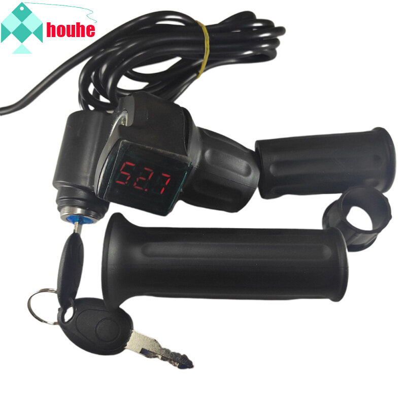 12v-84v Electric Bicycle Speed Control Throttle Handle With Digital Display Lock Twist Throttle Accelerator For Scooter