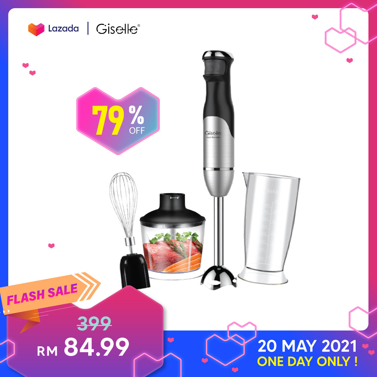 Giselle Immersion Hand Blender Set With Malaysia Plug 600w Food Processor Blender Whisk Kea0115 Lazada