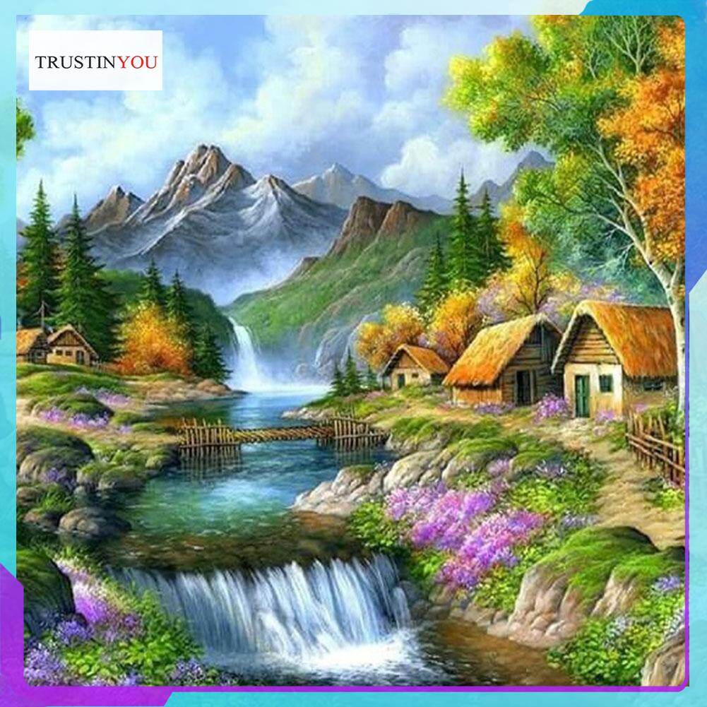 30*30cm 5D DIY Full Drill Diamond Painting House Rhinestone Bead Mosaic Kit Craft
