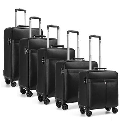 Logo luxury carry on spinner suitcase PU travel bags travelling bags luggage trolley luggage bag travel luggage
