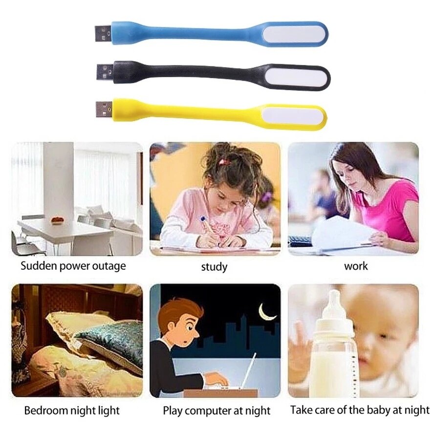 Mini 5V 1.2W Bendable USB LED Lamp Book Light for Power Bank & Notebook & Computer & Laptop Night Lights