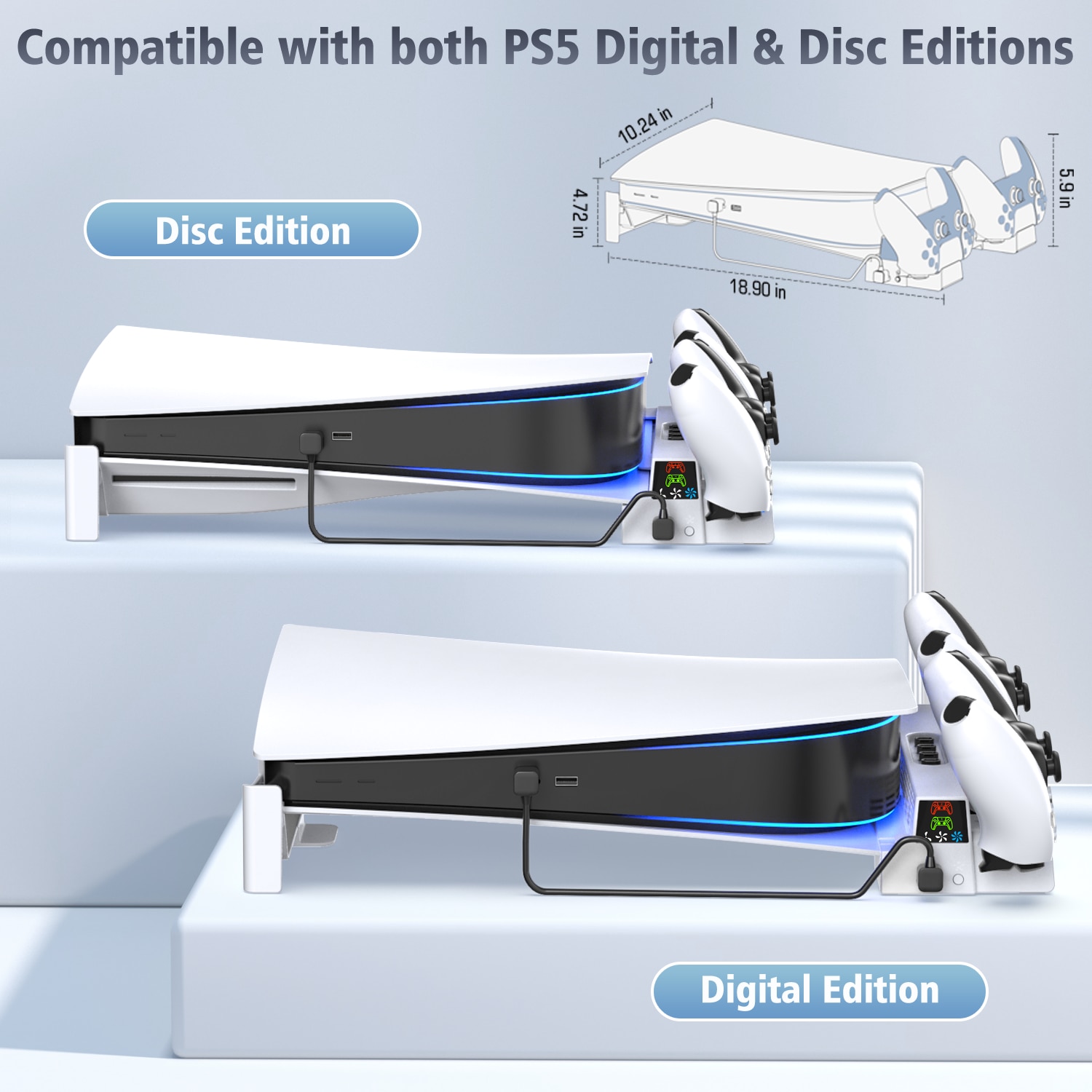 Oivo cho ps5 giao diện điều khiển Đế tản nhiệt ngang ps5 đế đui đèn ps5 Bộ sạc điều khiển cho PlayStation 5 đĩa & phiên bản kỹ thuật số