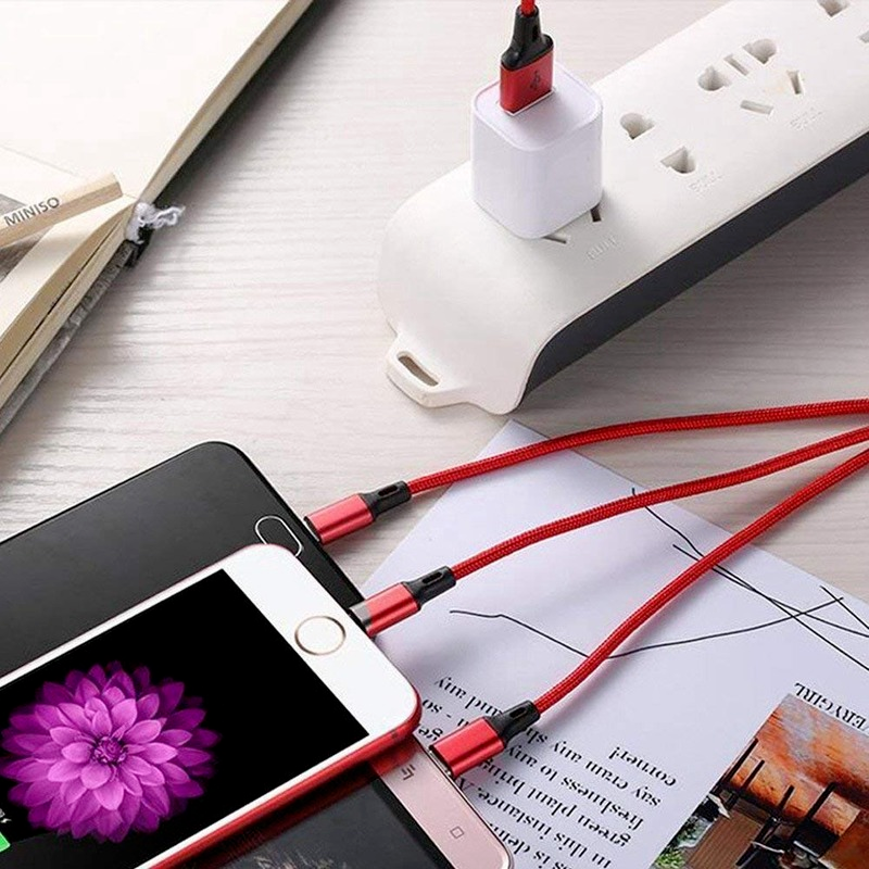 3 in 1 Lightning USB & Android Micro USB Type-C Cables,Mobile Phone Fast Charge Data Cables Compatible with iPhone Samsung Xiaomi Huawei OPPO