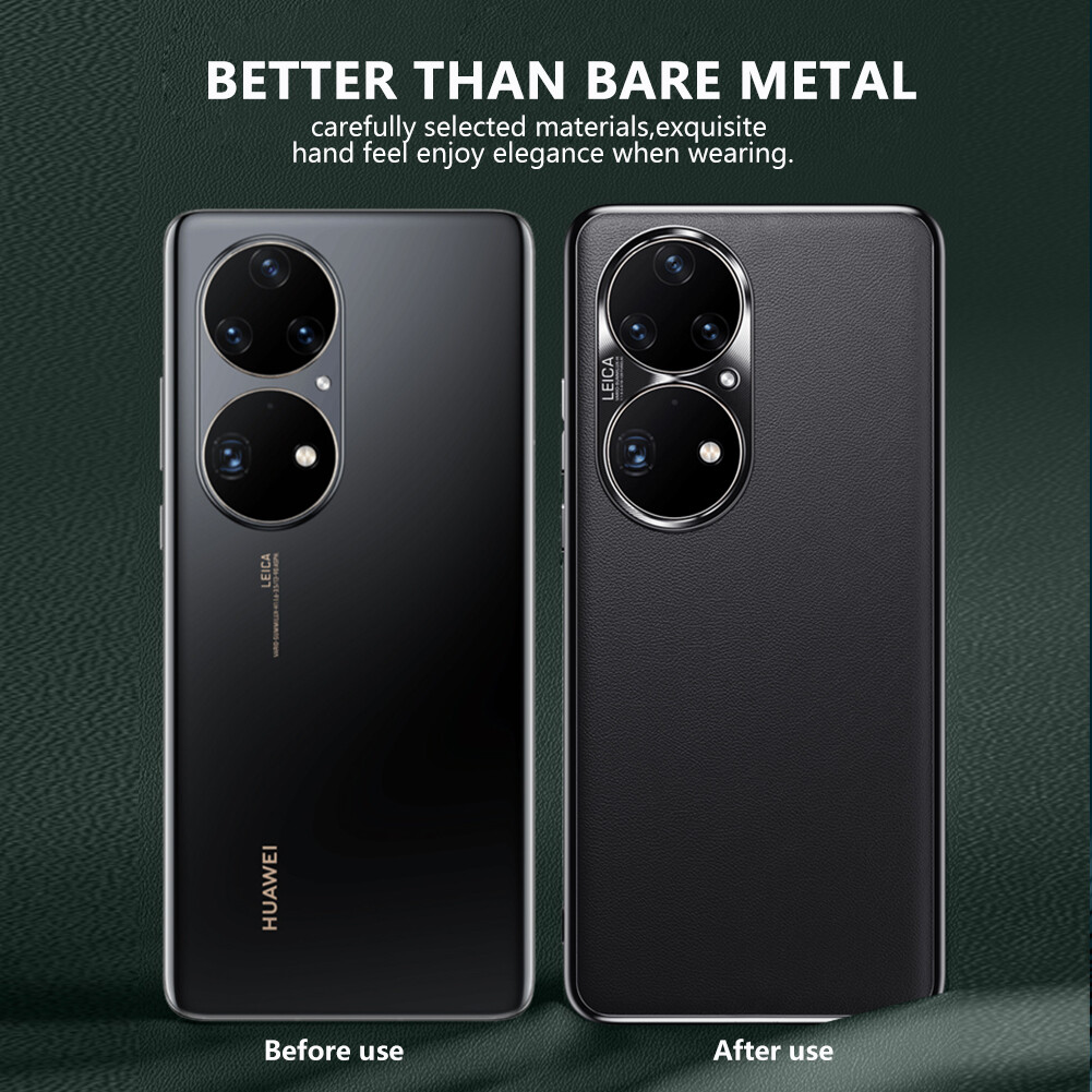 Original Leather Case For Huawei P50 Pro Case Shockproof Back Cover Plating Bumper For P50 Hard PC Mobile Phone Casing