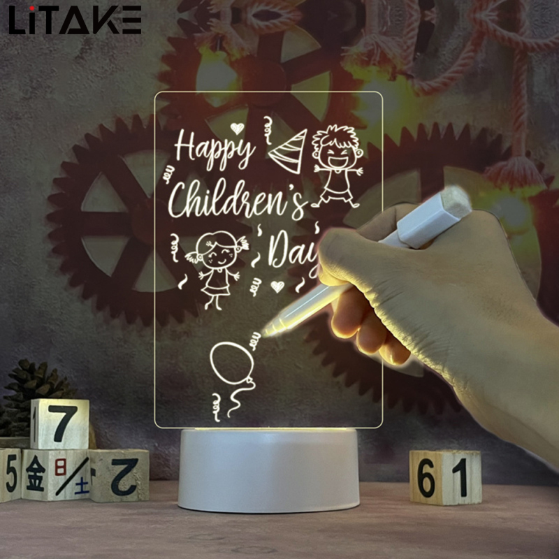 LITAKE Acrylic Note Board 3 Types Transparent Luminous Erasable Usb Message Board With Pen Gifts For Children