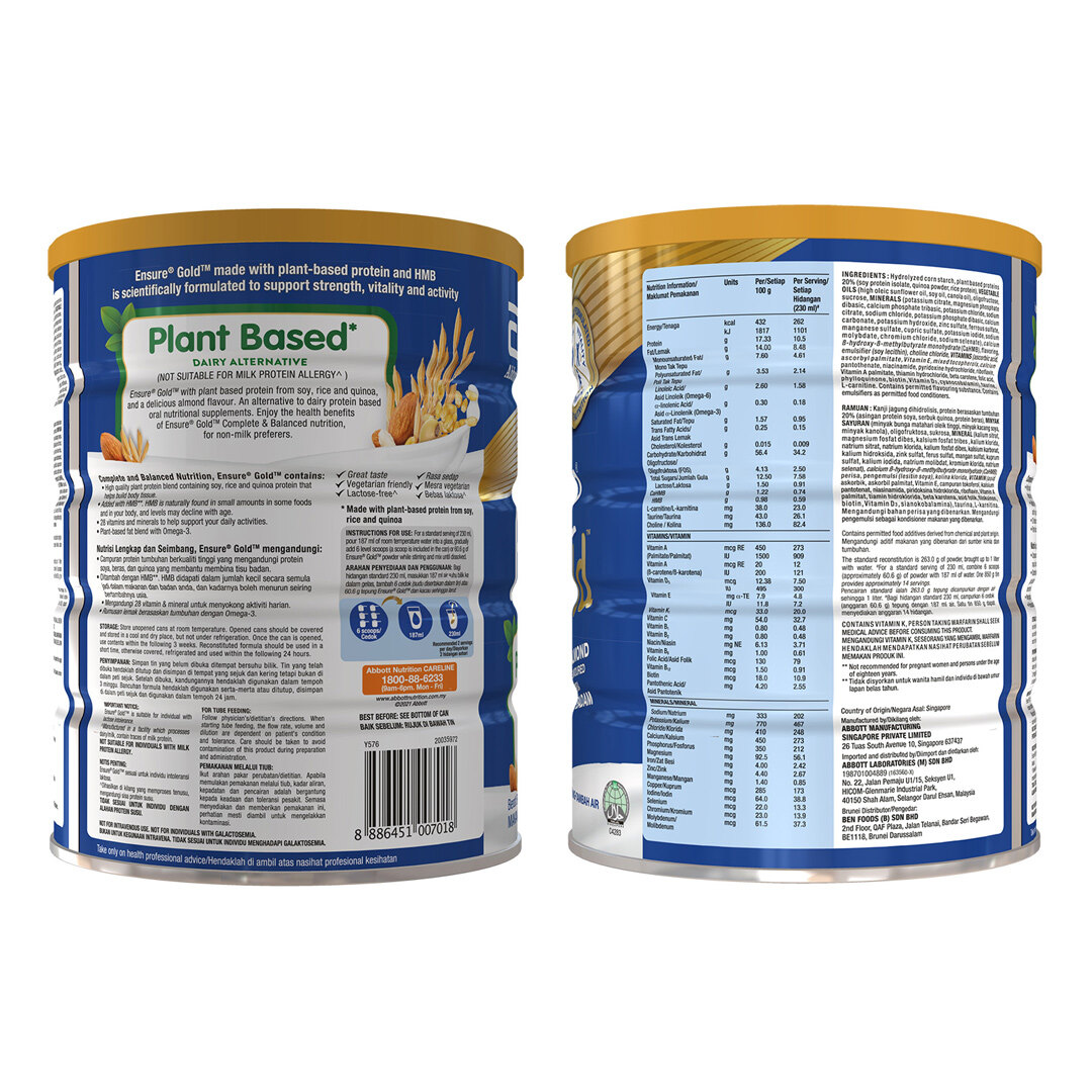 Ensure Gold Plant Based 400g Adult Complete Nutrition Lazada