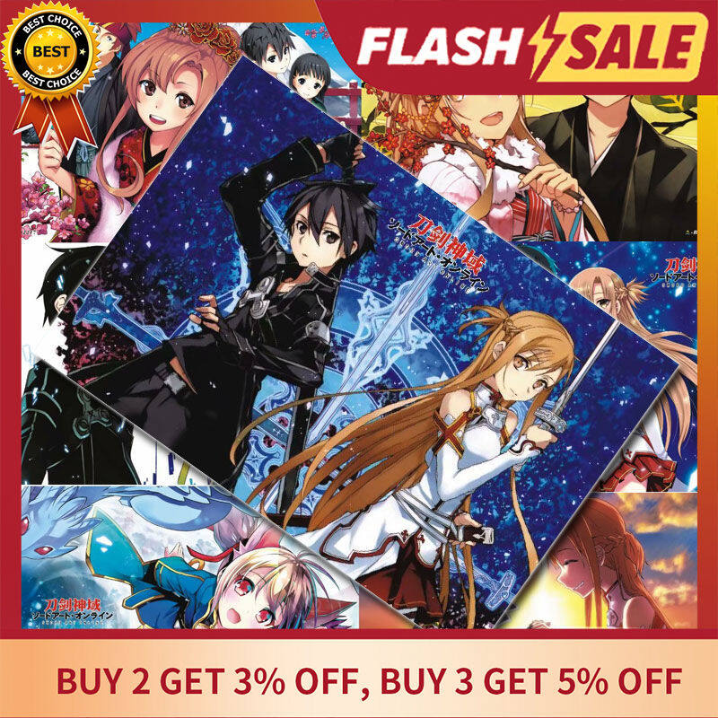 New 8pcs 42 29 Anime Sword Art Online Hd Poster Wall On Sale Yuuki Asuna Kazuto Wallpaper Sticker Decoration For Bedroom Design Lazada Ph