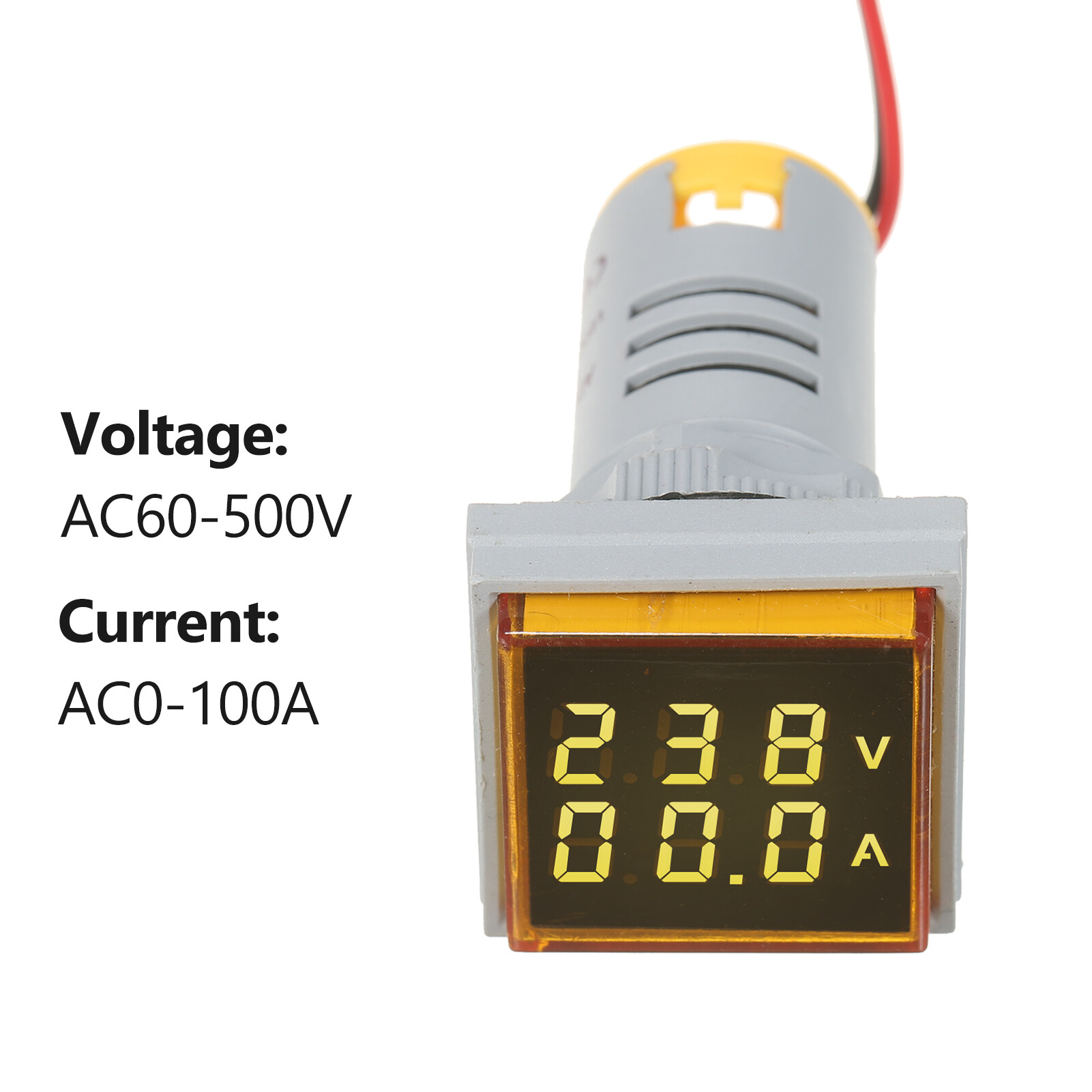 Mini Square Digital Volt-ammeter Voltammeter Ammeter Voltmeter Double LED Display Voltage & Current Meter Indicator Monitor AC Panel Meter AC60-500V AC0-100A