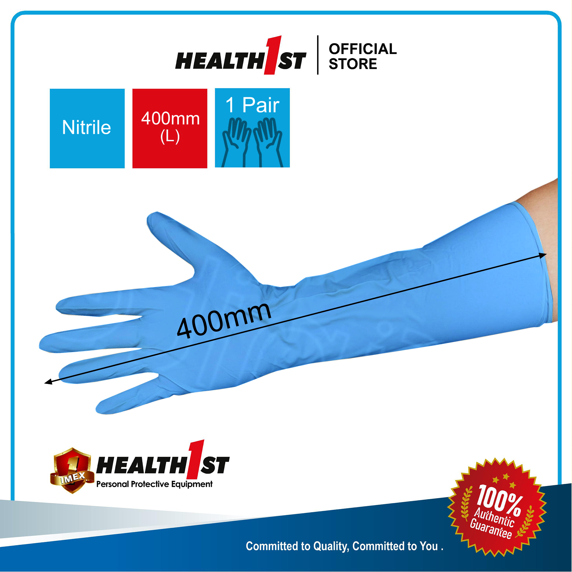 Health1st Elbow Length Long Cuff Nitrile Glove Powder Free 1pair Lazada