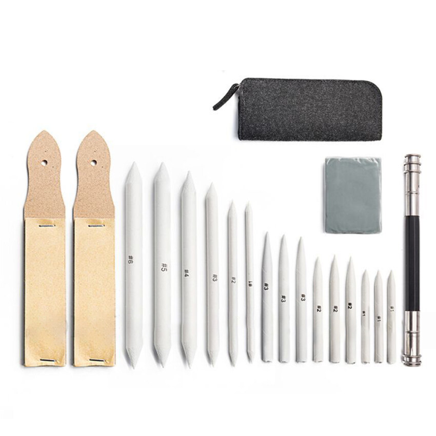 20PCS Artist Charcoal Sketch Drawing Tools Paper Blending Stumps and