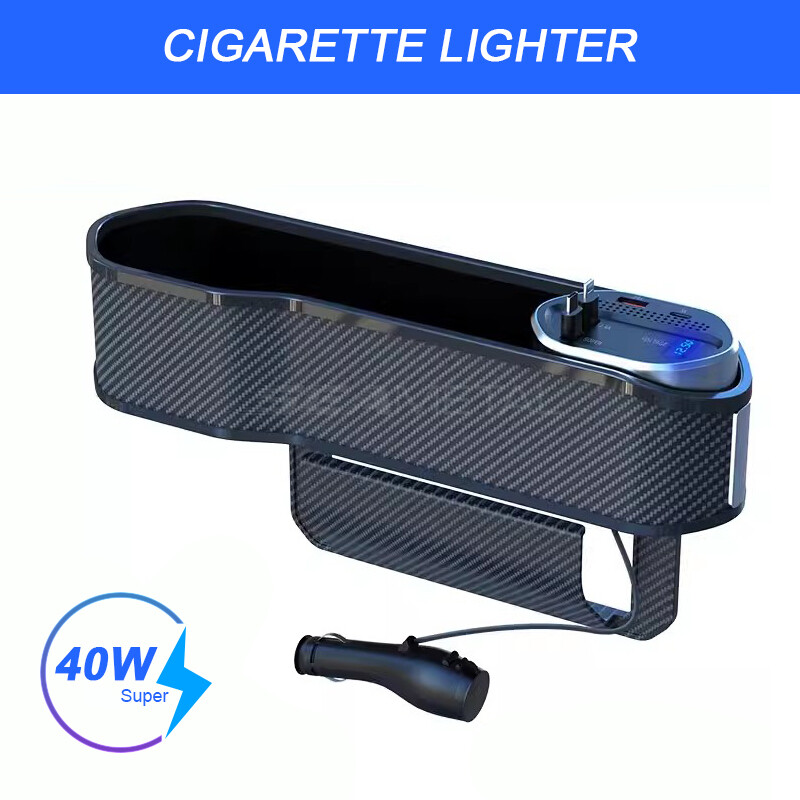 SEAMETAL Car Seat Storage Box Universal Central Control Automotive Organizers With Auto Retractable Cord