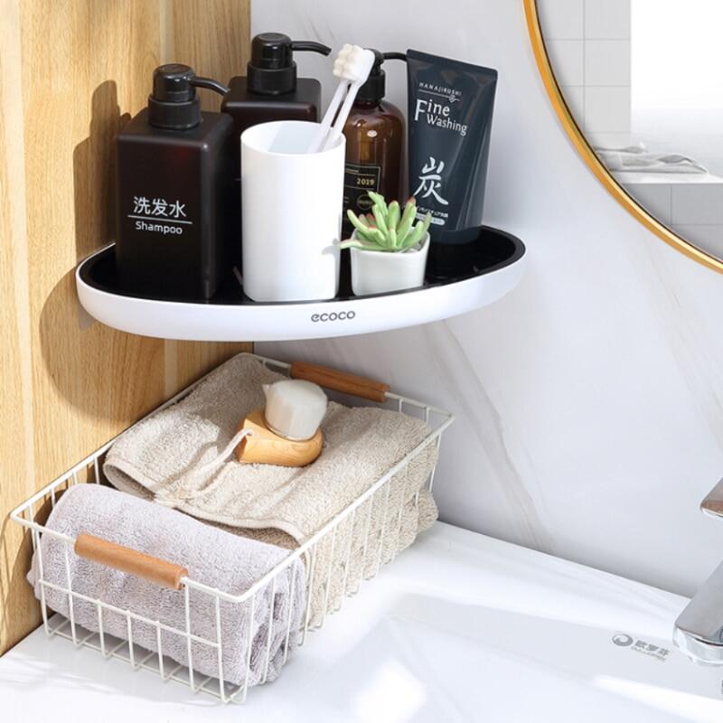 Kệ Sắp Xếp Góc Phòng Tắm ECOCO Giá Đựng Mỹ Phẩm Dầu Gội Đầu, Đồ Gia Dụng Nhà Bếp Gắn Tường, Phụ Kiện Phòng Tắm