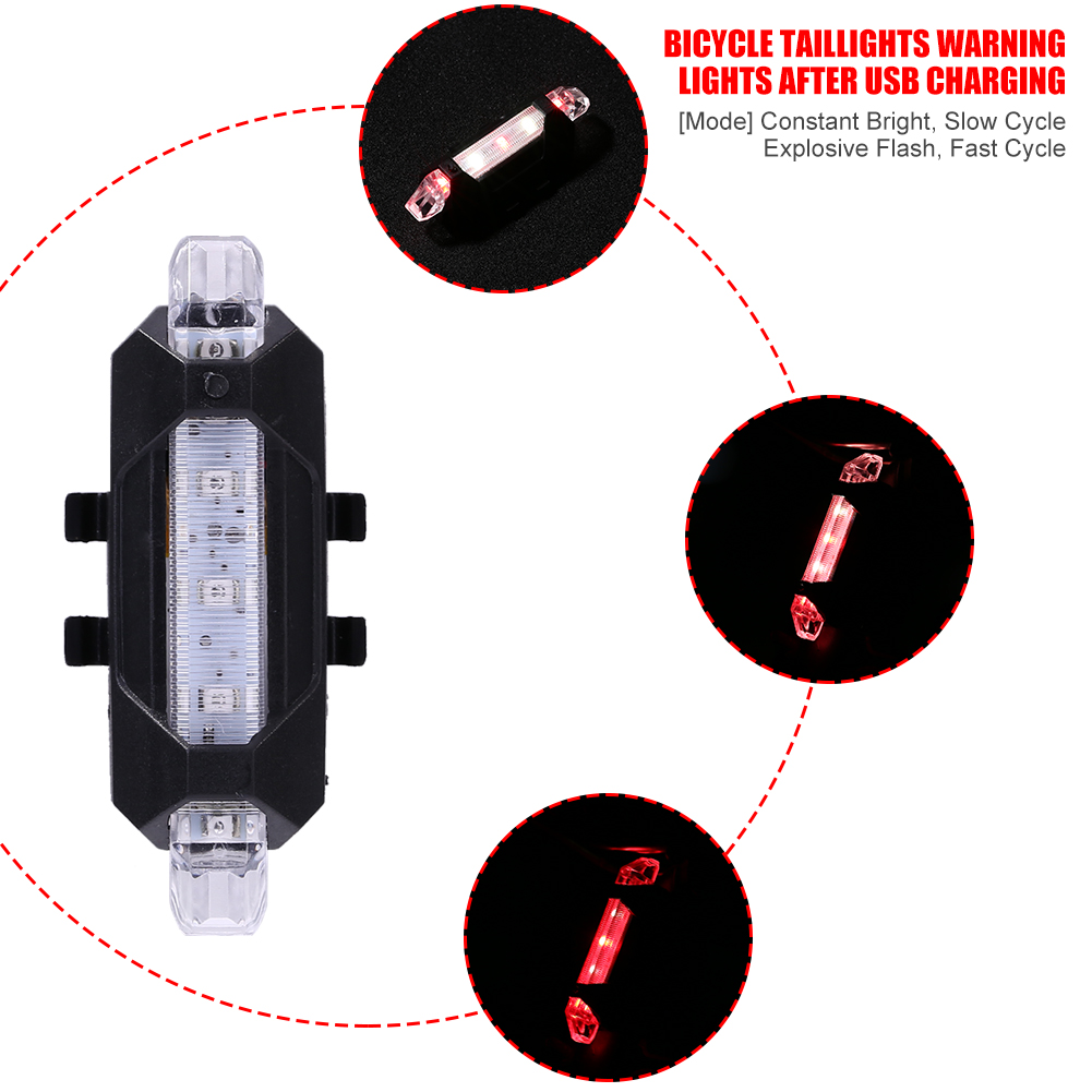 [Sporstore] 2pcs Waterproof LED  Front Headlight Rear Taillight 3 Modes USB Rechargeable Bicycle Flashlight Warning Lights