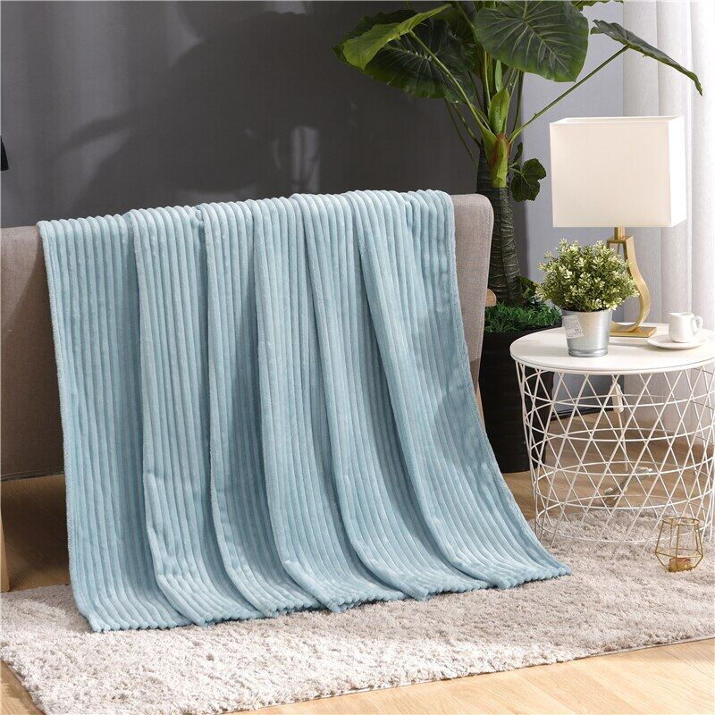 Super Soft Quilted Flannel Blankets For Beds Solid Striped Mink Throw Sofa Cover Bedspread Winter Warm Blankets120x200/200x230cm