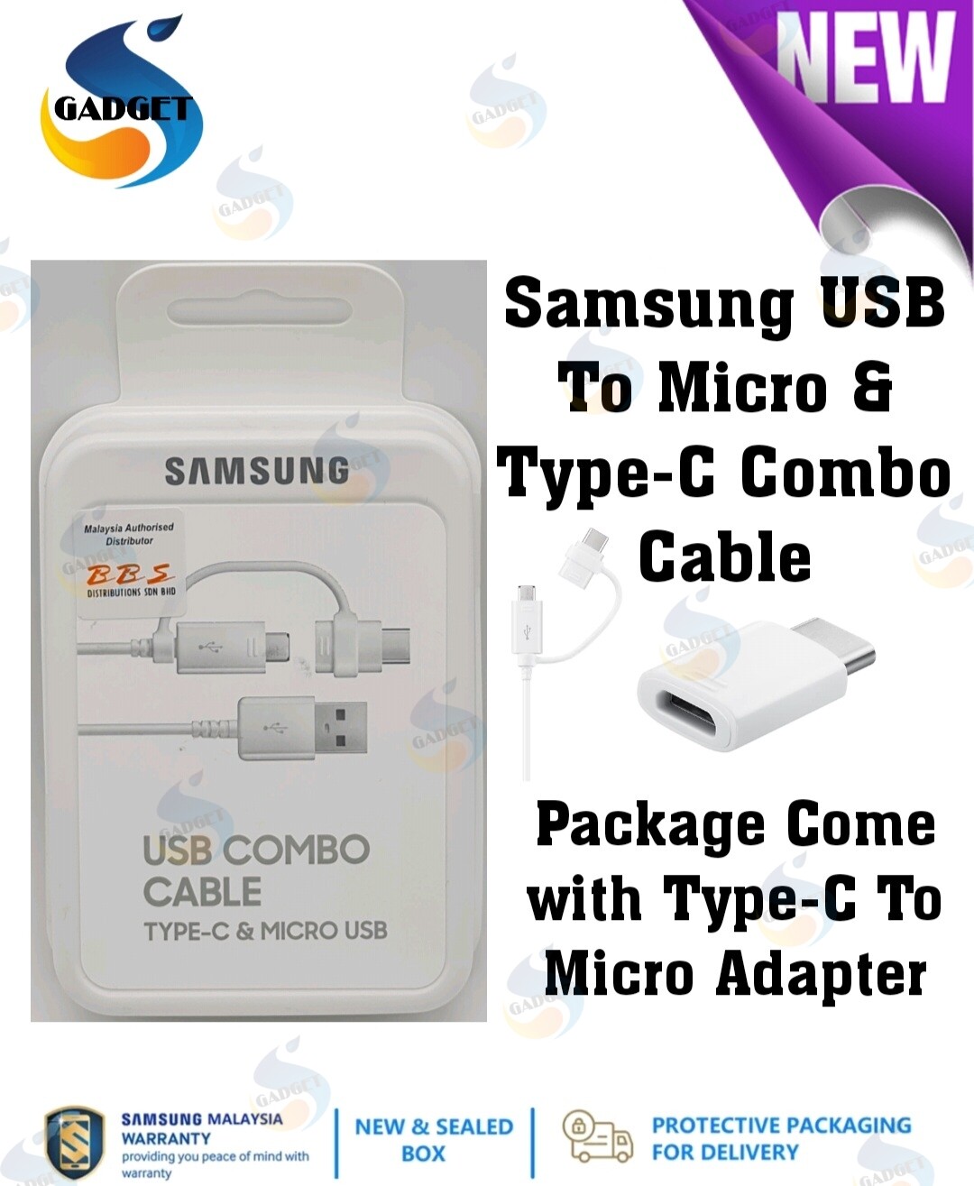 [Original] Samsung USB Combo Cable to Micro and TypeC (EPDG930) Lazada