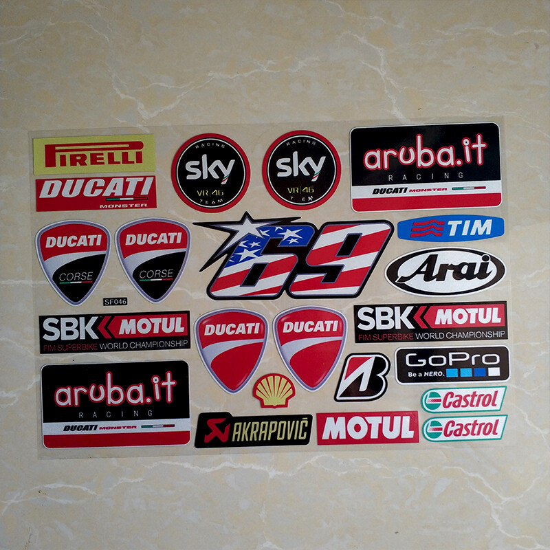 Đề can nhựa PVC phản quang nhãn dán mô tô cho Ducati