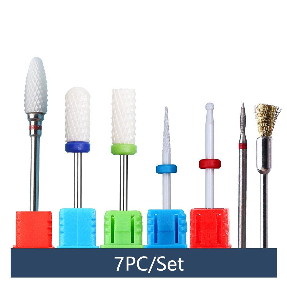 7 Chiếc Mũi Khoan Móng Tay Bằng Gốm Bộ Dao Cắt Kim Cương Bộ Dao Phay Để Làm Móng Mũi Khoan Cắt Ngọn Lửa Cho Móng Phụ Kiện